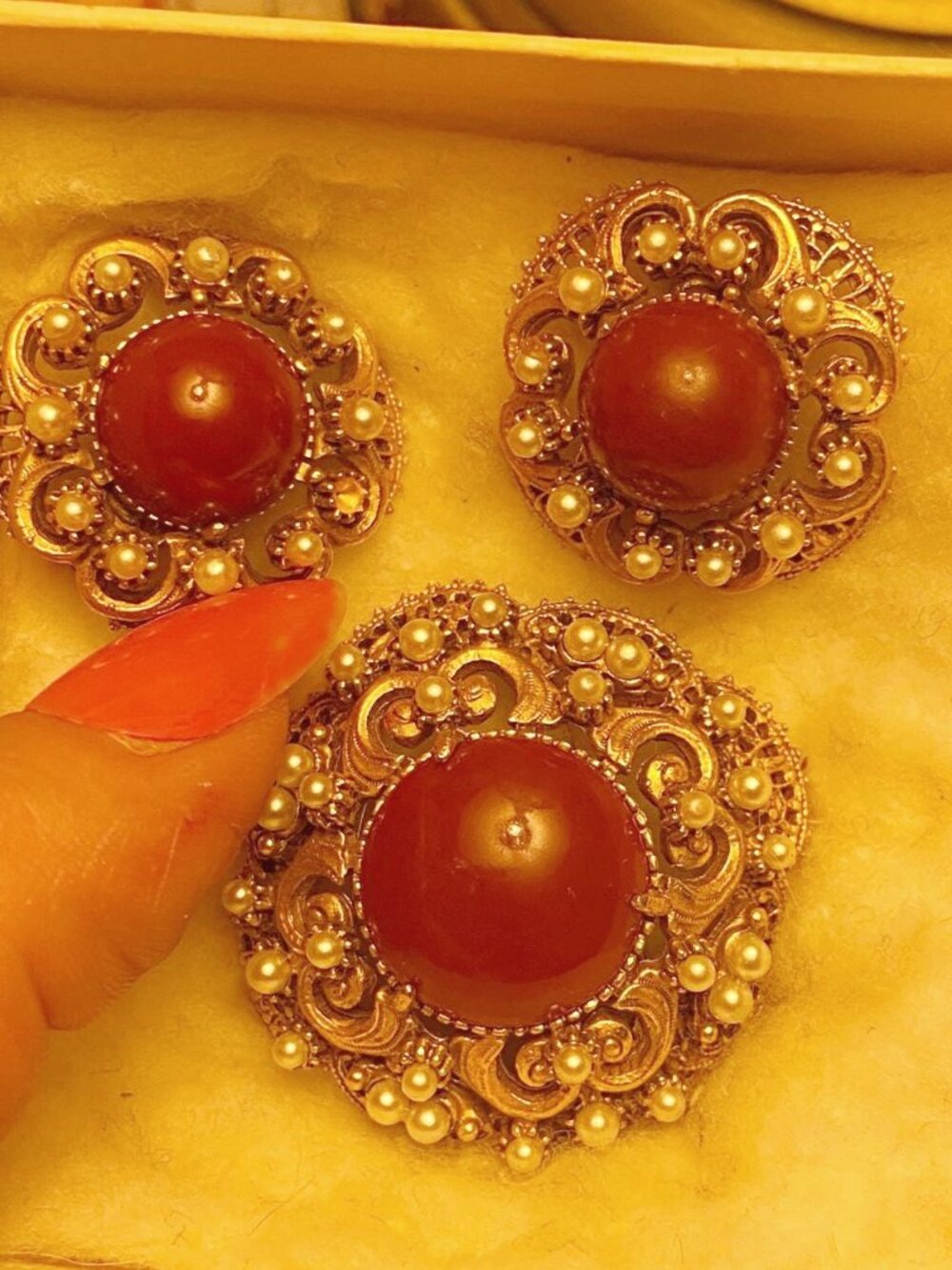 Vintage Dan Kasoff Florenza demi-parure earrings and matching brooch